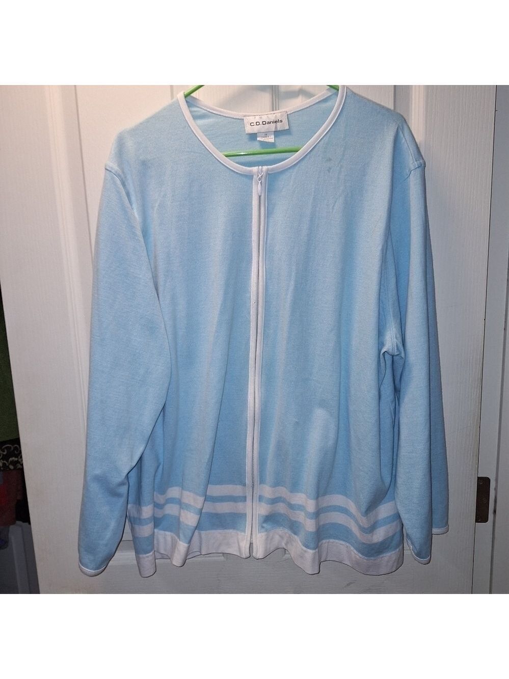 CD Daniels Light Blue Zip Up Cardigan 2X